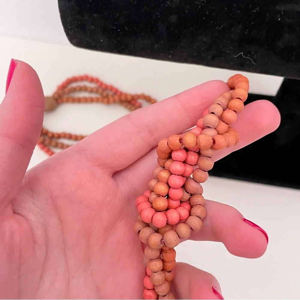 Vintage HAWAIIAN Wooden Summer Beach Tropical Vacation Natural Beaded Necklace